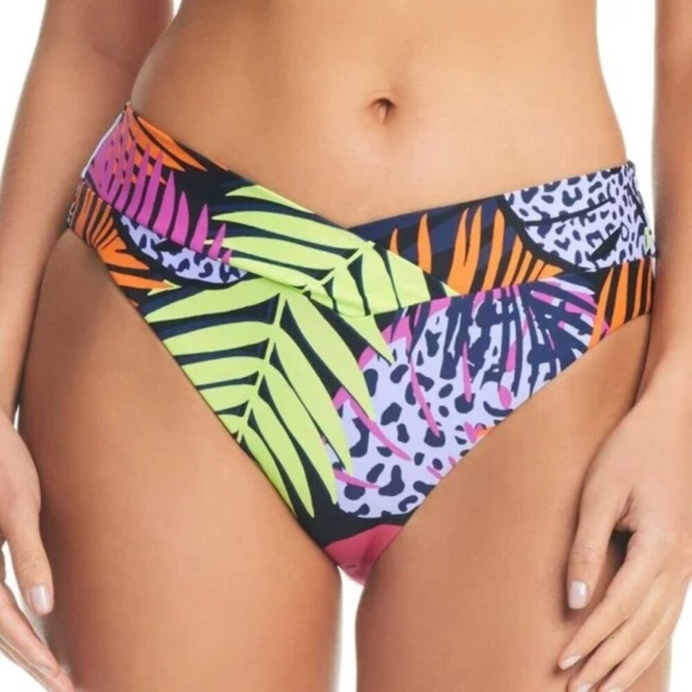 Bar III High-Waisted Tropical Print Bikini Bottoms | Tummy Control